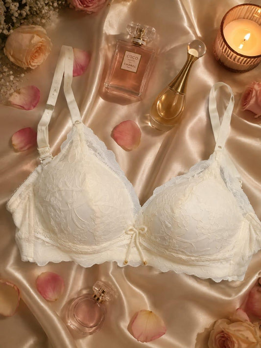 White Lace Padded Bra | Elegant Floral Lace Lingerie