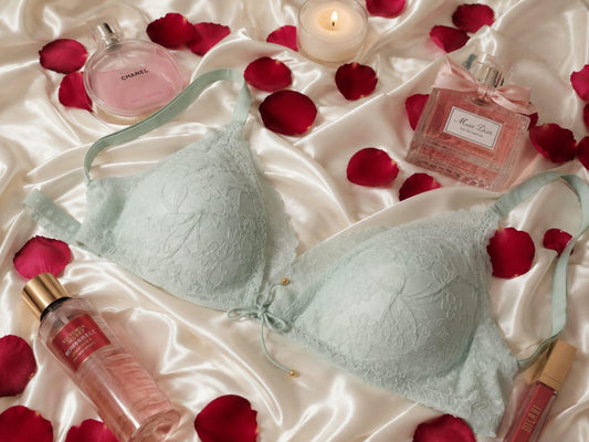Mint Green Lace Padded Bra | Floral Lace Lingerie