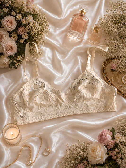 Ivory Lace Bra | Elegant Floral Lace Lingerie